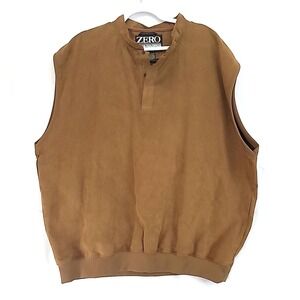 Vintage Zero Restriction Golf Outerwear Faux Suede Pockets Vest S 2X Made in USA
